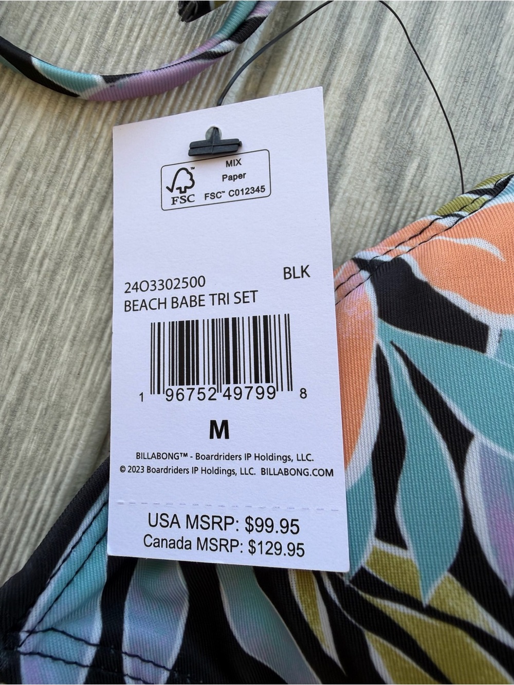 Billabong Black Floral Bikini with Pastel Accents - Picture 9 of 14